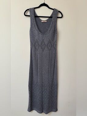 Twin-Set Milano Gray Knit Maxi Tank Dress